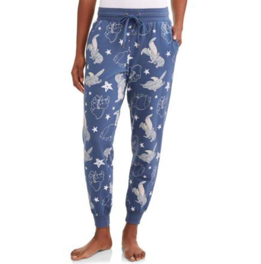 Disney Dumbo Pajama Ankle Pants Mid Rise Drawstring Waist Fleece Blue Womens XS - Picture 1 of 7